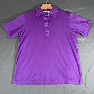 Lilly Dache Polo Shirt Women's Size Large Purple Short Sleeve Combed Cotton Golf